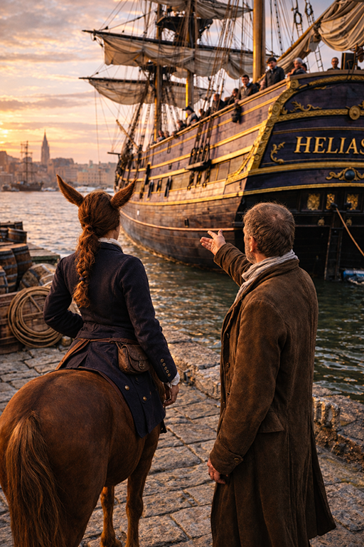 Edward Merrill shows Lilac the newest ship in his merchant fleet