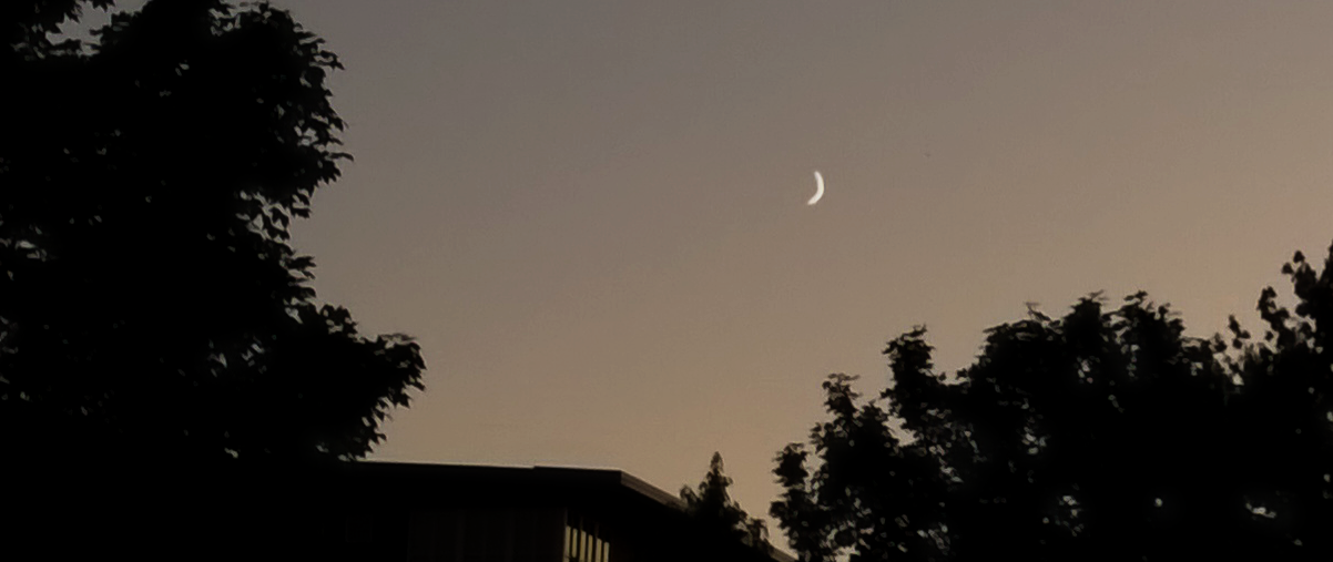 A sliver of moon near the Redmond library.